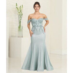 Sage Formal Long Sweetheart Draped Sleeves Mermaid Dress By May Queen MQ2104